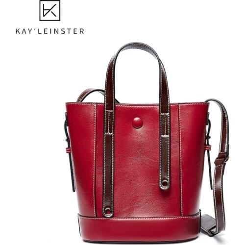 Oil Wax Leather Women Bucket Bag New Fashion wild Handbags Solid Classic Crossbody Bags Lager capacity Luxury Shoulder Purse