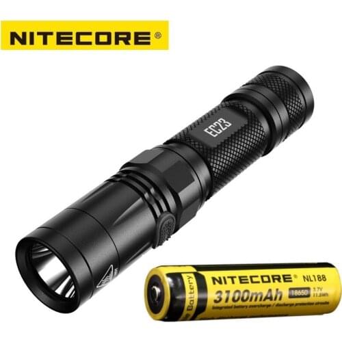 NITECORE EC23 CREE XHP34 HD E2 1800 lumen LED Flashlight beam distance 255 meter + IMR18650 2500mAh 35A Battery smart torch