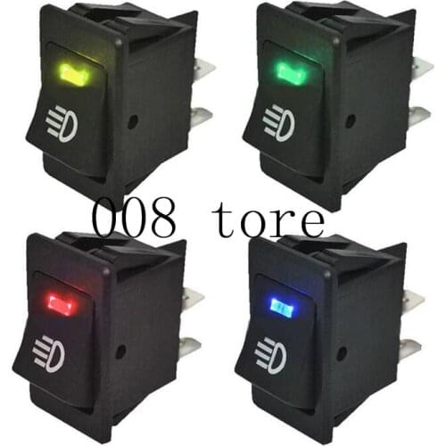 Universal Car Auto Fog Light Rocker Toggle Switch B35 DC 12V 35A 4Pins LED Dashboard LED Color Red Green Amber Blue White