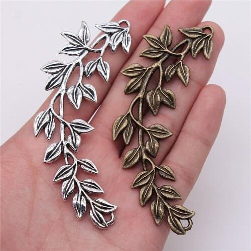 WYSIWYG 2pcs 87x38mm Pendant Branch Branch Leaf Charm Pendants For Jewelry Making Antique Silver Color Big Branch Charm