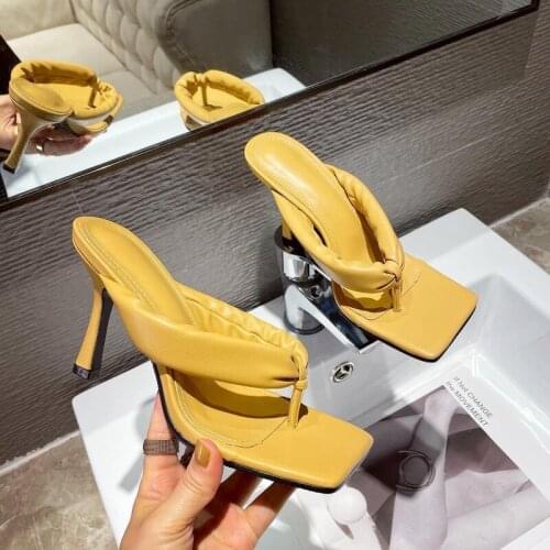 2021 New angled fashion sandals candy color stiletto high heel women sandals, large size 35-42