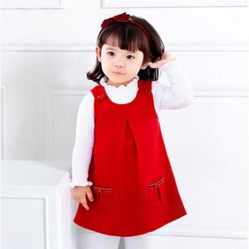 1pc Lucky Red Baby Girls Fashion Toddler Kids Spring Autumn Winter Jumper Sleeveless Vest Tank Dress Children Dresses Clothing