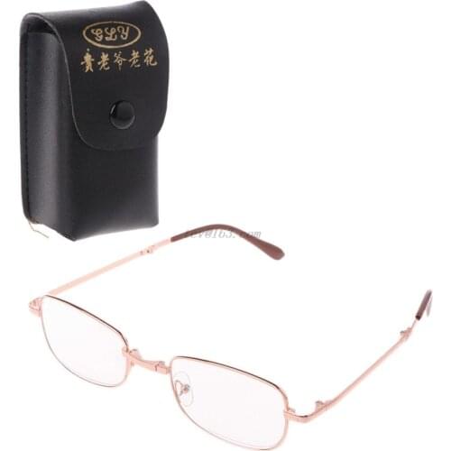 1 PC Reading Glasses Men Women New Folding Metal Glasses +1.0 1.5 2.0 2.5 3.0 3.5 4.0 Diopter + Case