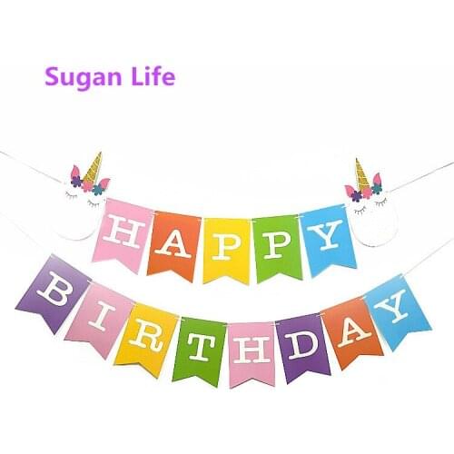 15flags Unicorn Banner Happy Birthday Banner Birthday Party Decoration Kid Unicorn Decoration Supplies Unicorn Party Banner Flag