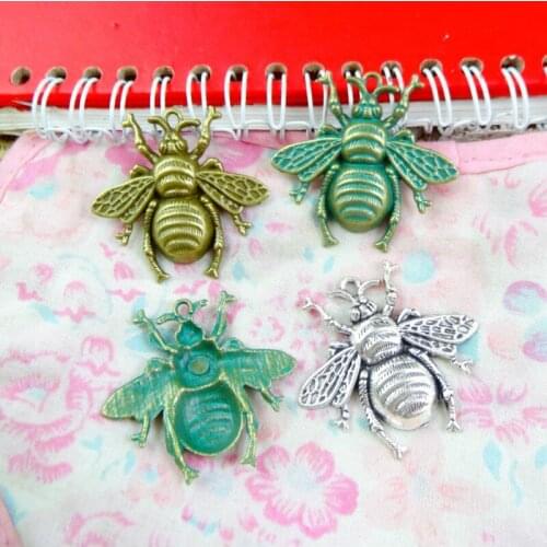 15pcs Bee Charms DIY Jewelry Making Pendant Fit Bracelets Handmade Crafts Antique Silver Plated Antique Bronze Plated Pendants