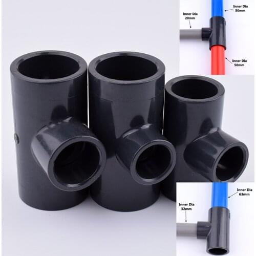 2-10Pcs Hi-Quality ID. 20~63mm UPVC Reducer Tee Quick Pipe Joint T Connector Plastic Pipe Fittings Garden Irrigation Agriculture