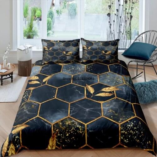 3D Marble Reactive Printed Bedding Set Geometric Pattern Soft Duvet Cover Pillowcase Single Twin Queen King Size Home Textiles