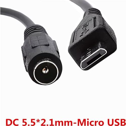 5.5*2.1mm / 3.5*1.35mm DC Power Charger Adapter Converter Connector Female to Micro USB 5pin Male for Laptop/Tablet 0.2M