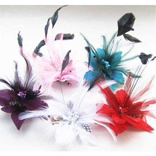 50pcs Feather Wedding hairpins Lots Headdress head flower Clip brooch fashion Breast pin School Girl Hair accessories