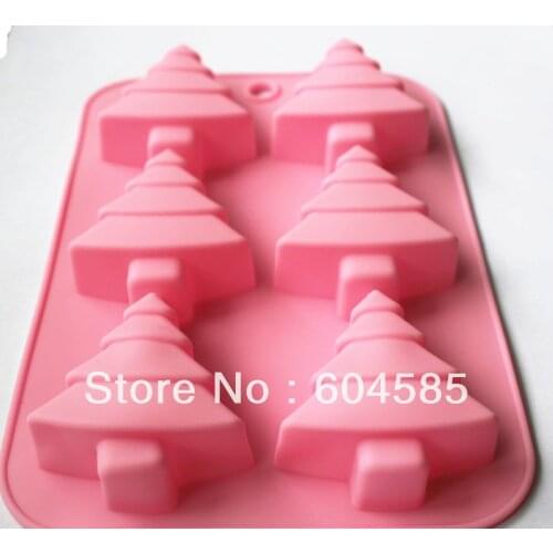 6 Cavity Christmas Tree Silicone cake mold Soap molds Decoration mould