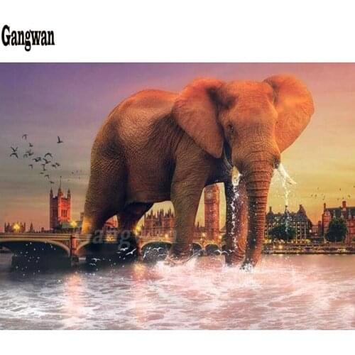 Diamond Painting 5D DIY 100% Full Square/Round Drill "Animal elephant" Diamond Embroidery city landscape Cross Stitch 3D Decor