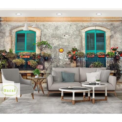 Bacal custom Retro Plain Grey Cement Flower 3D Wallpaper For Walls Living Room Cafe Restaurant Clothing Shop Background Mural