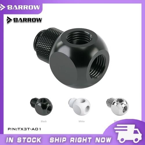Barrow TX3T-A01 G1 / 4 "X3 Black silver Extender rotation 3-Way cubic Adaptor seat water cooling computer accessories