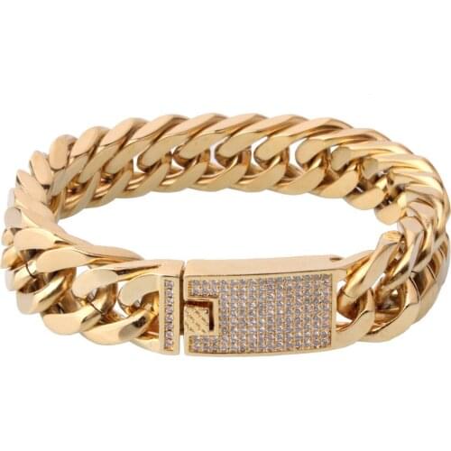 HipHop Rock Bracelet for Men Cuban Link Chain Sliver Gold Bracelets for Women Wedding Couple Jewelry Punk Chain Gifts Wholesale