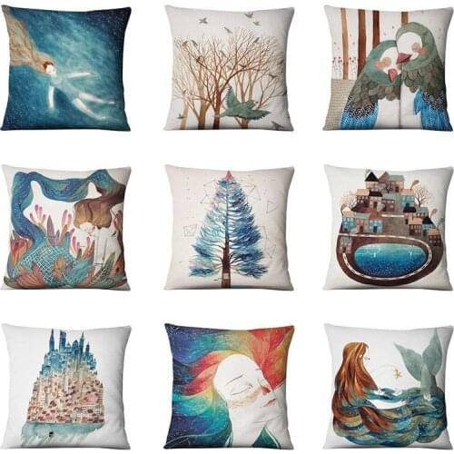 Nordic style simple abstract glacier mermaid girl pillowcase back cushion cover sofa car home decoration