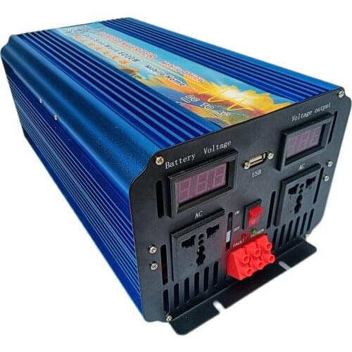 Free shipping digital display solar inverter 6000W DC24V TO AC220V pure sine wave off grid