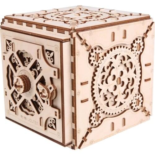 UGUTER Wooden Mechanical Model 3d Three-dimensional Puzzle Creative Assembled Jewelry Password Box Gift For Girlfriend