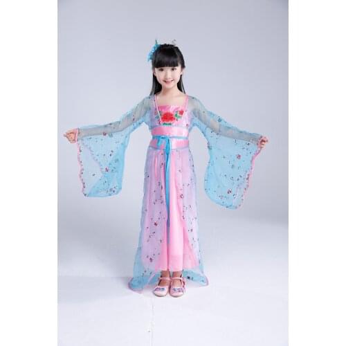 Childrens Chinese Traditional Costume Ancient Tang Dynasty Princess Outfit Girl Dance Hanfu Clothing Chinese Movie Clothes 18