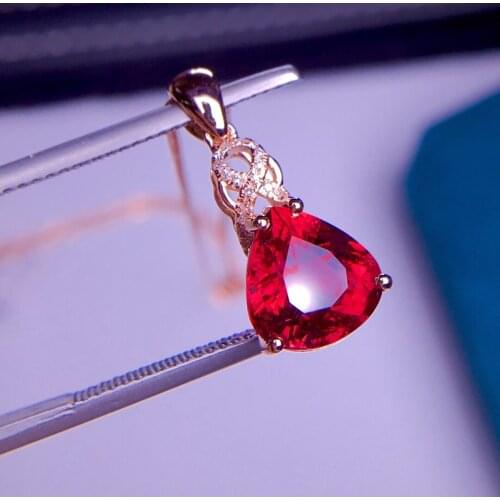 E401 Tourmaline Pendant Fine Jewelry Real 18 K Gold 100% Natural Rubi Tourmaline 3.2ct Gemstones Diamond Pendant Necklace