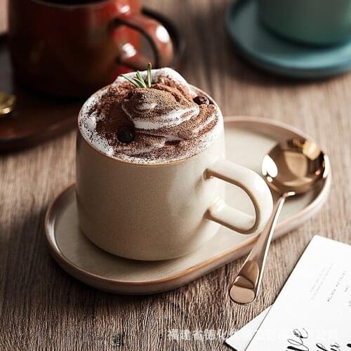 Nordic Ins Wind Exquisite Breakfast Mug Fruit Plate Household Ceramics Online Celebrity Tableware Light Luxury Coffee Cup Set