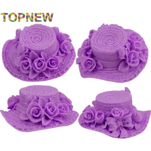 Kawaii 3D Flower Hat Molds for Fondant Sugar Jello Jelly Ice Soap Cake Decorating Tools Silicone Moulds Non-Stick C1671