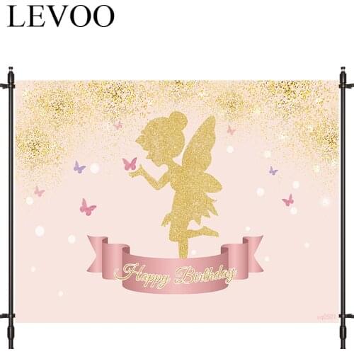LEVOO New Photo Backdrop Elves Banners Golden Birthday Butterfly Background Nature Photocall Photo Studio Shoot Prop