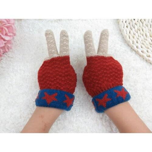 Fashion winter women colorful gloves warm knitted wool female touch screen mittens designer cute full finger gloves for women
