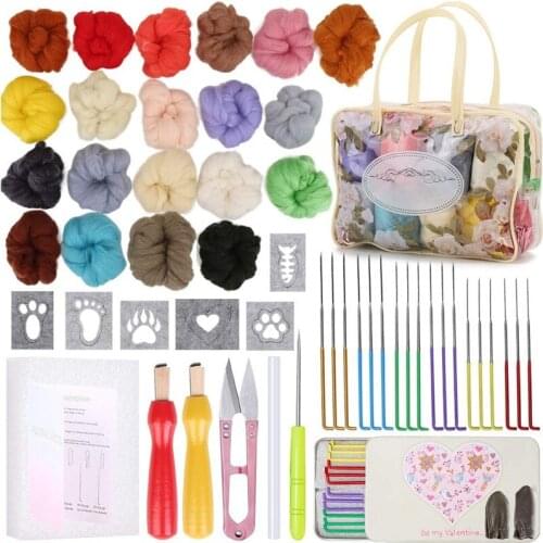 MIUSIE Wool Felting Kit 15g / Color Wool Roving Needle Felting Foam Mat Hme DIY Supplies Wool Felt Tools for Adults