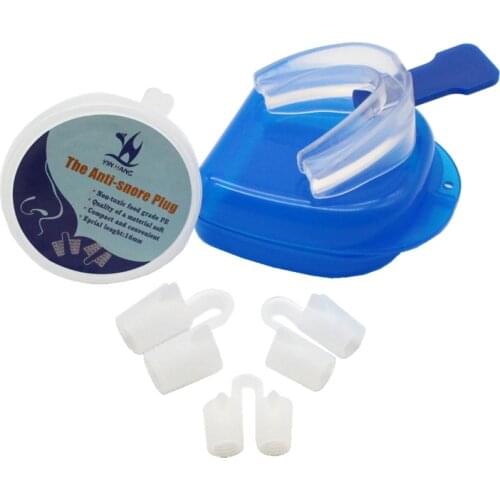 Food Grade Silicone Anti Snore Nose Clip Nasal And Stop Snore Mouthguard Silicone Mouthpiece Apnea Guard For Easy Health Sleep
