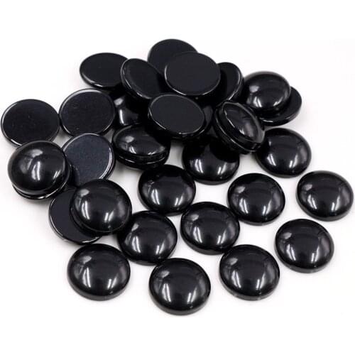 New Fashion 40pcs 12mm Black Color Flat Back Resin Cabochons Cameo G5-11