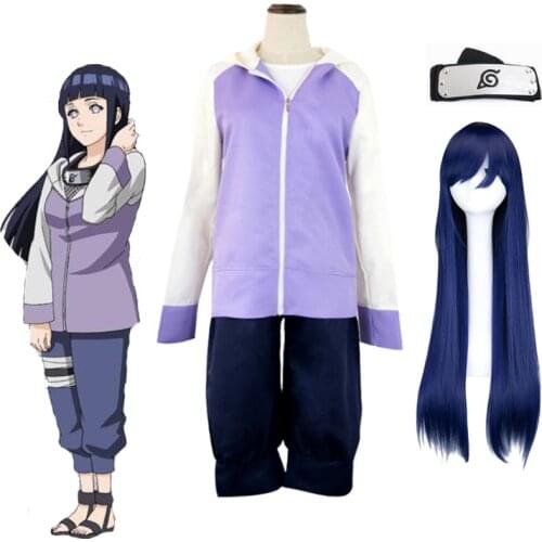 Anime clothes Shippuden Generation Hyuga Hinata Cosplay Costumes Girl costume Jacket Pants Wig Accessories School uniform