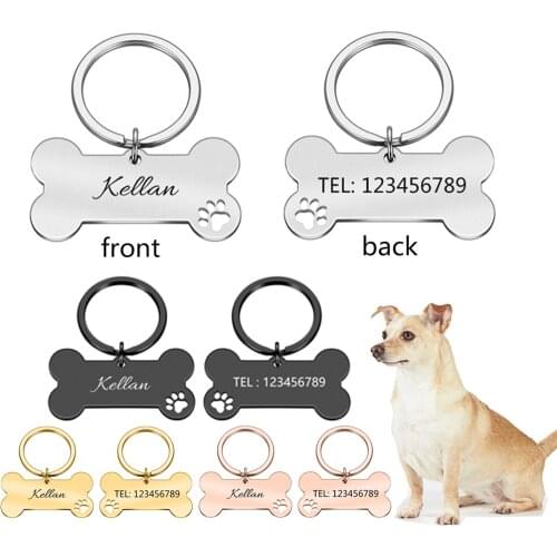Anti-lost Personalized Pet ID Tag Keychain Engraved Pet ID Name for Cat Puppy Dog Collar Tag Pendant Keyring Pet Accessories