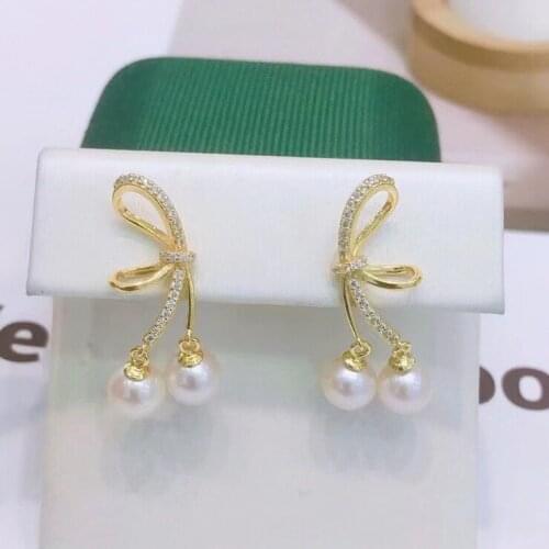 Charm DIY 925 Sterling Silver Earrings Findings Settings Base Mountings Parts Mounts for Coral Pearls Agate Crystal Stones Beads