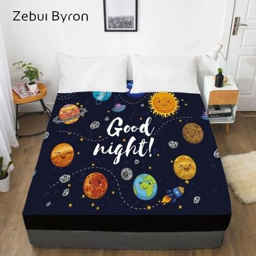 3D Cartoon Fitted Sheet for kids/baby/children,Bed Sheet With Elastic Queen/King/Custom,rocketship Mattress Cover 150/160x200