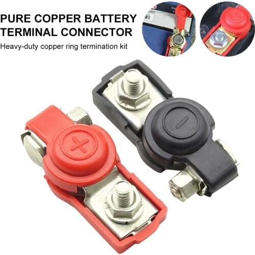 Dropshipping 1Pair Battery Terminal Car Vehicle Quick Connector Cable Clamp Clip +/- with 6Pcs Copper Wire Lugs Auto Accessories