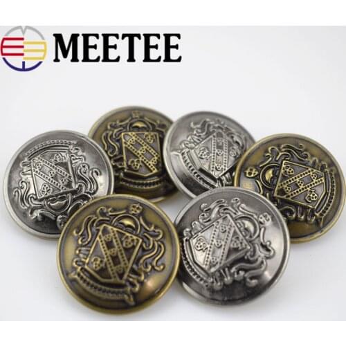 30pcs Meetee 13-30mm Metal Buttons Antique Silver Copper Button for Jacket Suit Shirt Button Scrapbooking Sewing Accessories
