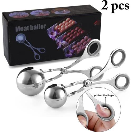 2Pcs/Set Meat Baller Tongs Stainless Steel Meatball Clip Tongs For Kitchen Pork Beef Meat Rice Ball Maker Cooking Tools Gadget