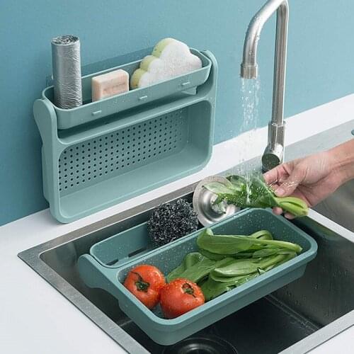 Foldable Kitchen Sink Caddy Basket Wall Mount Shower Shelf Multi-Functional Collapsible Storage Draining Rack Dropshipping