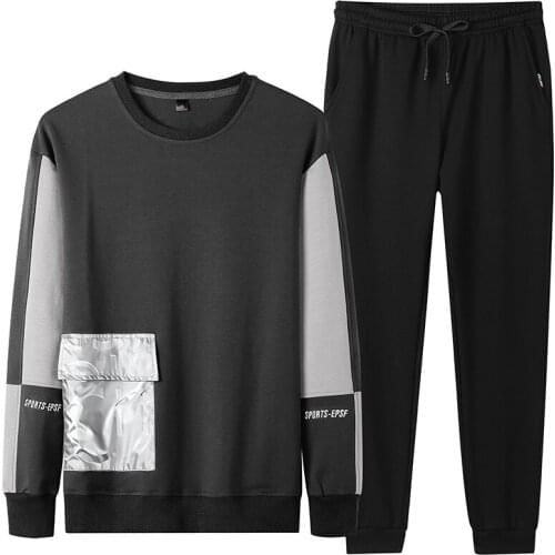 Tracksuit Men Sets Patchwork Long Sleeve Hip-hop Soft Loose Simple Autumn HK Style Casual All-match Fashion Streetwear Jacket