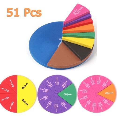 51 Pcs EVA Addition Subtraction Fractions Instrument Round Math Teaching Aids Score Question Demonstrator Montessori Educational