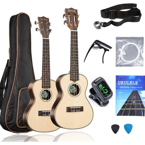 INITER Professional concert 23 inch ukulele spruce top solid ukuleles High Quality rosewood Hawaiian Small guitar For Beginners