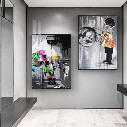 Street Graffiti Banksy Pop Art Abstract Canvas Painting Poster Print Wall Art Picture Cuadros for Living Room