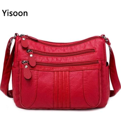 Women Messenger Bag Purse Female Casual Handbags Multi-layer PU Soft Leather Bag Women Shoulder Bag