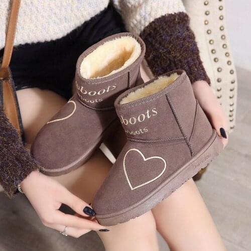 Ins Hot Love Fashion Women Snow Boots 100% Genuine Leather Women Boots Warm Waterproof Winter Boots Ankle Boots Free Shipping