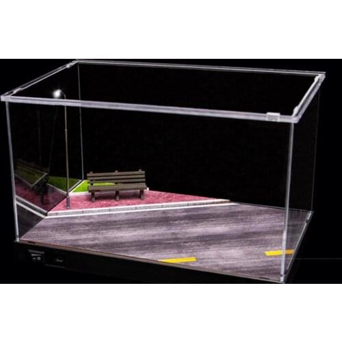 1 Set Wood Base Car Toy Model Dust-proof Cover Printed Pattern Race Car Model Scene Simulation Toy Ornaments for Child