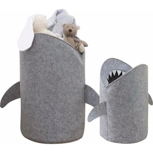 1PC Cute Shark Shaped Kids Toy Storage Basket Multi-Functional Premium Felt Home Laundry for Baby Toys and Clothing