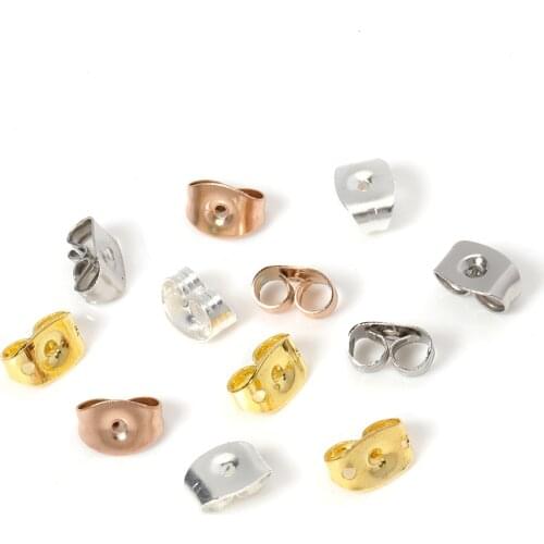 100pcs 6x4.5mm Stainless Steel Earring Back Stopper Stud Ear Plugging Ear Nuts DIY Earring Accessory For Jewelry Making Findings