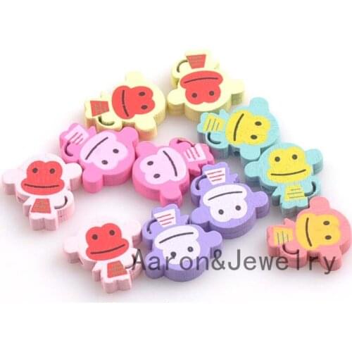 20pcs Mixed Monkey Pattern Wooden Spacer Beads For Jewelry making DIY 20mm MT0756