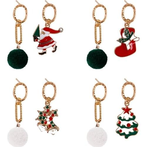 2020 New Female Stud Earrings Christmas Series Santa Claus Snow Tree Irregular Pendant Cute Girl Jewellery Christmas Gift Hot