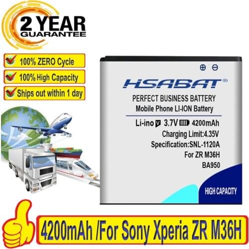 HSABAT BA950 4200mAh Battery For Sony Xperia ZR M36h SO-04E C5502 C5503